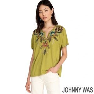 Johnny Was Carmella Boxy Knit Tee – Embroidered, size XL